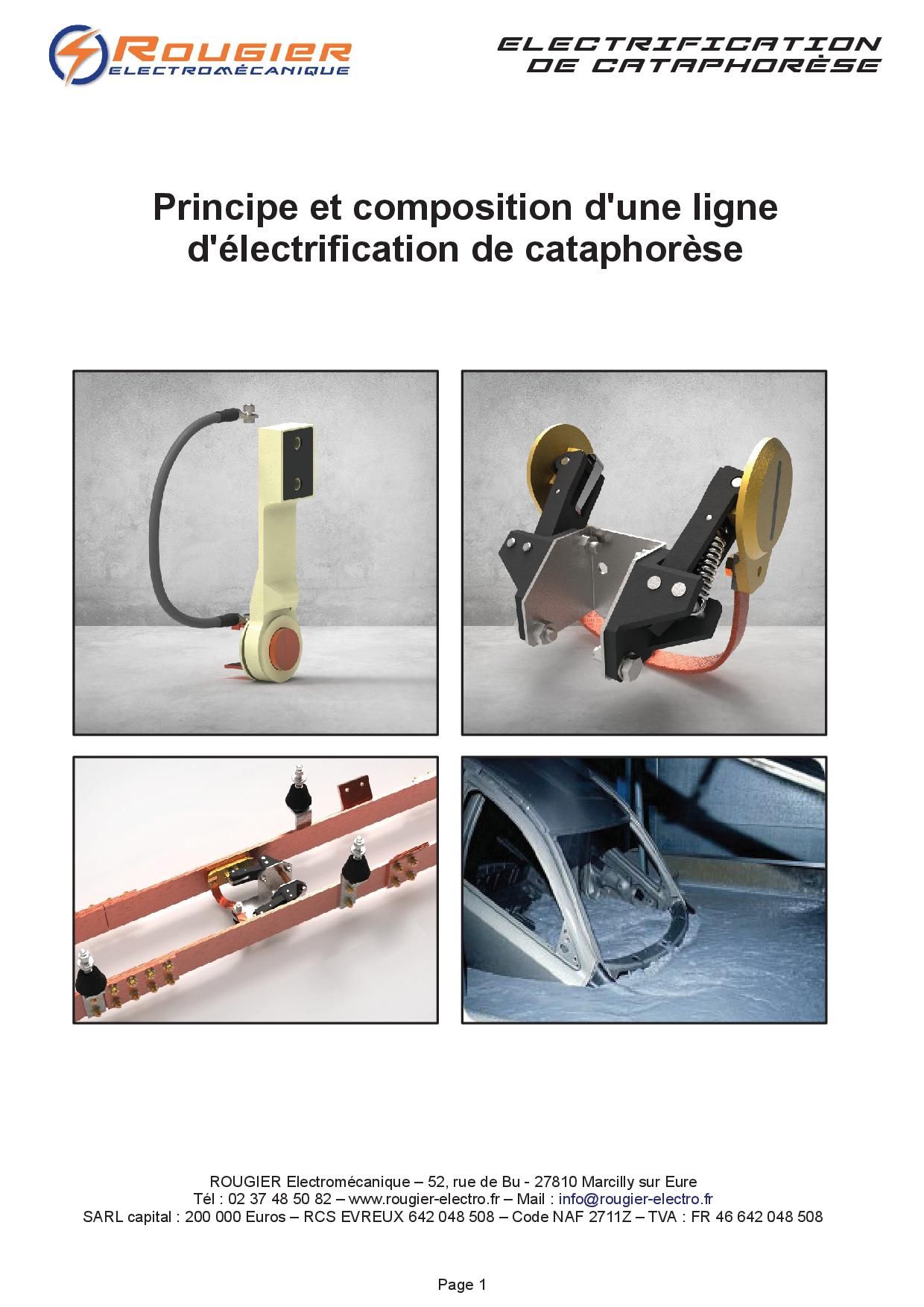 Principe et composition d'une ligne d'électrification de cataphorèse